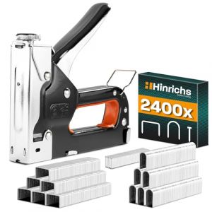 Hinrichs Agrafeuse Manuelle Set - Agrafeuse Professionnelle 3 en 1 pour Bois et Tissu - Agrafeuse Murale Bois et Tissus d'Ameublement - Staple Gun avec 1600 Agrafes & 800 Clous (ILP GmbH, neuf)