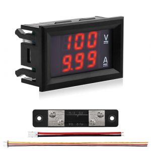 VooGenzek 0.28" LED Voltm&egrave;tre Amp&egrave;rem&egrave;tre, D&eacute;tecteur Tension Amp&egrave;rem&egrave;tre Panneau Amp&egrave;re Voltm&egrave;tre, DC 0-100V 50A, avec Shunt de Courant 50A, pour Amp&eacute;m&egrave;tre Volt Amp&egrave;re Gauge Panneau (VooGenzek, neuf)