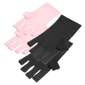 PLAFOPE 2 Paires ongles manucure UV sans doigts de protection nail art bache anti uv mitaines anti uv de manucure anti-uv UV réutilisables polyester (Comexs, neuf)