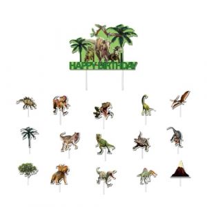 AYVRUOP Dinosaur G&acirc;teau Topper,16 Pi&egrave;ces Dinosaure Deco Gateau Anniversaire,decoration anniversaire dinosaure,decoration gateau dinosaure pour Gar&ccedil;on Enfants Dino Th&egrave;me F&ecirc;te d'anniversaire (AYVRUOP, neuf)