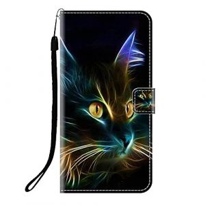Sunrive Coque Compatible avec Wiko Tommy 3, Housse Mignon &Eacute;tui avec Fonction de Support Etui Protecteur Protection Portefeuille Cas Magn&eacute;tique PU Cuir(Q Chat 6)+Stylet OFFERTS (sunrive, neuf)
