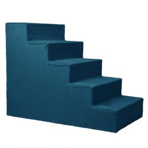 Mg Design Escalier pour Chien 5 marches Bleu &ndash; Structure en Bois Stable, marches Douces &ndash; l&eacute;ger et Mobile, pour canap&eacute; et lit (MGDESIGN, neuf)