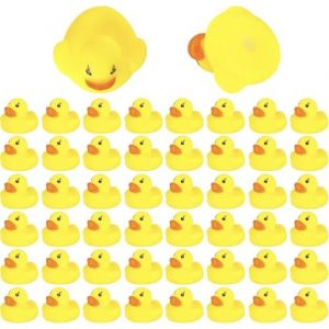DERAYEE Petit Canard en Caoutchouc Jaune,50Pcs Mignon Mini Canard Jaune Flottant Jouet de Bain pour Douche/Anniversaire/Fournitures de F&ecirc;te (DERAYEE, neuf)