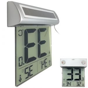 Thermom&egrave;tre num&eacute;rique solaire pour fen&ecirc;tre [infactory] (Pearl Diffusion, neuf)