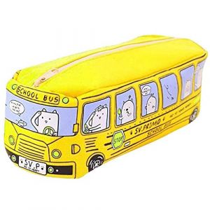 Oneroomone Étui à Crayons en Toile en Forme de Bus Scolaire, Trousse d'autobus Scolaire Mignonne, Bus Creative Grande Trousse à Crayons, pour la Trousse d'Écriture de Bureau, Sac de Brosse, Jaune (Oneroomone, neuf)