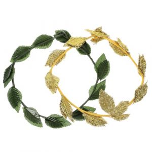 Alipis 2 Pièces Couronne De Laurier Couronne Feuille Romaine Bandeau Or Casque Grec Déesse Pour Hommes Coiffure D'halloween Décoration De Fête Or Vert (MiangTY, neuf)