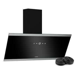 Klarstein FlashLine hotte aspirante - hotte de cuisine 90 cm, écran tactile, 524 m³/h, CEE A++, éclairage LED, silencieuse avec 34,5 dB, noire, conduit & recirculation (Klarstein France, neuf)