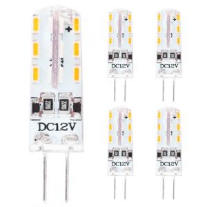 Ampoule LED G4 1.5W,DC 12V Ampoule &agrave; &eacute;conomie d'&eacute;nergie,360&deg; Angle de faisceau,Non-Dimmable (Blanc Chaud, 5 Unit&eacute;) (JIYOUMI, neuf)