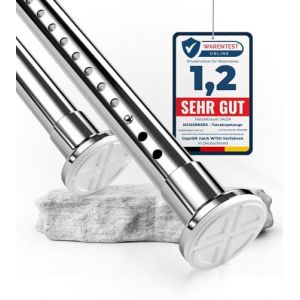 MEISENBERG Tringle Rideau Extensible, 160-210 cm, Argent Inox, &Oslash; 32 mm, Barre de Douche Sans Percage pour Rideaux, Salle de Bain, Ouvertures de Porte et Armoire (MEISENBERG, neuf)