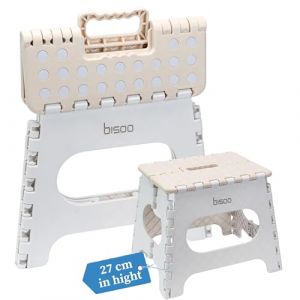 Bisoo Tabouret Pliant - Marche Pied Enfant - Tabouret Pliable Portable en Plastique - Marche Pied Pliable pour Salle de Bains et Cuisine - Sûr et Pratique pour Filles & Garçons - 27 cm Crème (Bisoo LLC, neuf)