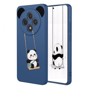 YUEQIAN Coque Silicone Liquide pour Oppo Reno 12F 4G/Oppo Reno 12 FS 5G (Reno12 F 5G), Tr&egrave;s Mince Soyeux Douce TPU Bumper Antichoc Housse, Fille Fleurs Anim&eacute; Motif Doublure en Microfibre &Eacute;tui. Panda (YUEQIAN-EU, neuf)