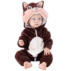 COOKY.D B&eacute;b&eacute; Animal Costume d'halloween Nouveau-n&eacute; Infantile Flanelle Hiver Automne &agrave; Capuche Grenouill&egrave;re Pyjama,2-6 Mois,&Eacute;cureuil, Taille 70 (MICHLEY INTERNATIONAL, neuf)