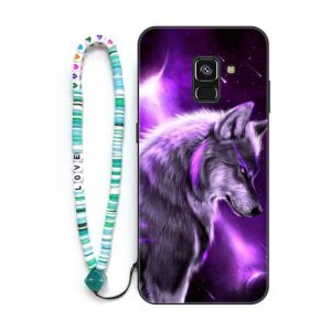 Sinyunron Compatible avec Samsung Galaxy A8 2018 Coque Antichoc Anti-Rayures,Cadre Souple Silicone Housse de Protection avec Mignon Motif Aesthetic+1&times;Bracelet Couleur,Le Loup (Jamitai, neuf)