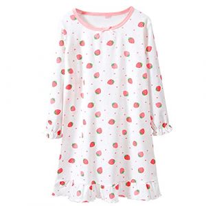 WSLCN Fille Chemise de Nuit Filles &agrave; Manches Longues en Coton Printemps Automne Enfant Mignon Pyjama Robe de Nuit Nuisette V&ecirc;tement de Nuit Sleepwear 5-6 Ans B (light-in-the-dark, neuf)