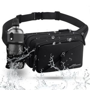REETEE Sac Banane pour Femme et Homme Imperm&eacute;able Sacoche Banane avec Porte Bouteille, Grande Capacit&eacute; Ceinture r&eacute;glable Banane Homme pour Balade Escalade Sport Fanny Pack Waist Pack (Noir) (REETEE, neuf)