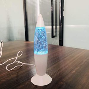 Riaxuebiy USB Étoile Lampe à Lave Pailletée Vintage Bureau Mini 7,28" Veilleuse Lumière de Fusée pour Enfants Garçons Filles Chambre Adulte (Changement de couleur-Blanc) (Riaxuebiy, neuf)