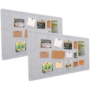 Whemyreat Lot de 2 tableaux d'affichage en feutre - 80 x 120 cm - Petit grand tableau d'affichage avec dos autocollant pour murs - Tableau mémo décoratif avec fermeture Velcro et punaises - Gris (prunejuices, neuf)