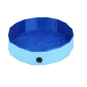 Generic Piscine pliable pour chien, baignoire portable avec vanne de vidange, pour l'extérieur, bleu, L 160 x 30 cm (BestBrandPrice, neuf)