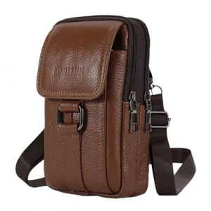 Hwtcjx Étui de Ceinture Pochette Téléphone Holster, Grande Pochette Smartphone, Sacoche Ceinture Homme, Pochette Telephone Portable, Sac Bandoulière Homme, Multi-usages Taille Sac (Café) (Ygdein, neuf)