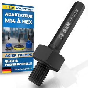 S&R Adaptateur Perceuse Visseuse M14 Tige Hexagonale pour utiliser Scie &agrave; Cloche Foret Diamant Brosses et Disque de poncage. Filettage 8,5mm Outil Perceuse et Visseuse (Werkzeugbar, neuf)