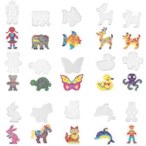 5mm Plaques de Perles &agrave; Repasser, 15 Pcs Mod&egrave;les de Perles &agrave; Repasser en Plastique, Supports de Perle de Repassage Transparents, 15 de Cartes Color&eacute;es, Anniversaire pour les enfants (xinwei2003, neuf)