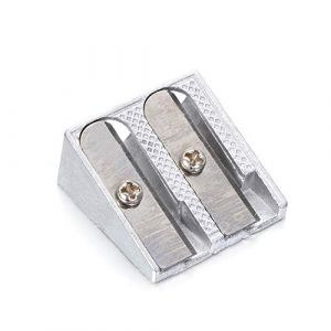 Taille-Crayon Argent Métal Biseauté Double Trou Pour École et Bureau - Fournitures de Papeterie Habiles et Attrayantes (Sweety Park, neuf)
