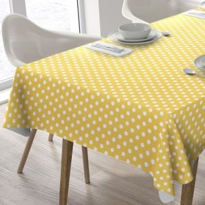 Home Direct Nappe Toile cirée PVC Rectangulaire 140 x 200 cm à Pois (Jaune) (HD Home Direct Ltd, neuf)