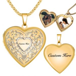 Cupimatch Collier Coeur Personnalisable avec Photo/Texte,Pendentif Cadre Photo Ouvrable Bijoux Tendance Plaqu&eacute; pour Homme et Femm,Cadeau Parfait No&euml;l Valentin F&ecirc;te des M&egrave;res (Cupimatch Jewellery, neuf)