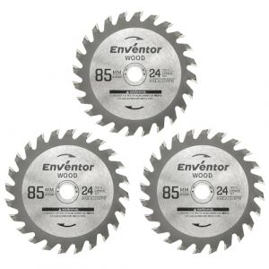 Enventor Lot de 3 Lames de Scie Circulaire TCT, 24T(85 mm x 10 mm), pointe carbure, Lame Mini Scie Circulaire pour Bois, Stratifi&eacute;, Cloison S&egrave;Che, Plastique, Compatibles avec Enventor 76601L (ENVENTOR SG EU, neuf)