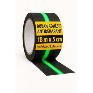 notlok Safety Work - Bande Antidérapante Escalier [18M x 5 cm] Noir avec Film Lumineux | Bande Antiderapante Exterieur et Intérieures - résistant à l'eau | Antiderapant Escalier, Antidérapant Escalier (notlok Safety Work, neuf)
