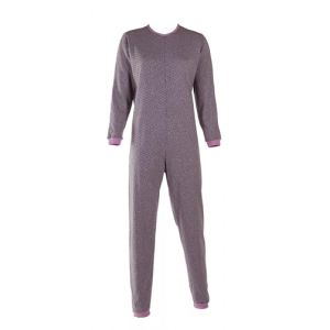 Confezioni_Emy Pyjama int&eacute;gral m&eacute;dical unisexe &ndash; Grenouill&egrave;re adulte coton 100% &ndash; Pyjama dos zip seniors &ndash; V&ecirc;tements g&eacute;riatriques confortables Made in Italy - Taille M - Pois Rose (CONFEZIONI EMY, neuf)