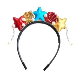 LRXIYODE Bandeau &agrave; Th&egrave;me Oc&eacute;anique pour Gar&ccedil;on et Filles, Serrage-t&ecirc;te de Coquillage &Eacute;toile de Mer, Couleur Rouge Dor&eacute;, Accessoire D&eacute;guisement Sir&egrave;ne Plage F&ecirc;te (XPWU, neuf)