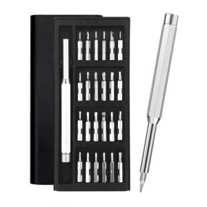 HUVZOR 24 en 1 Tournevis de Pr&eacute;cision, Kit de Tournevis Magn&eacute;tique, Mini Screwdriver Set Portable Avec base &agrave; clipser, pour R&eacute;paration Phone, Tablette, Montres, Lunettes, &Eacute;lectroniques (Volumetech OU, neuf)