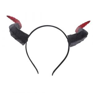 Healvian Démon Cornes Détachables pour Femmes -tête PU Confortable Accessoires Cosplay Halloween et Fête Bandeau Costume Noir Rouge (Pxinyao, neuf)