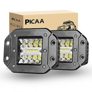 PICAA 2 Pcs Rampe de Phare Led, Montage Encastré 42W Spot Faisceau de Lampe de Travail Led, pour Feu de recul Feu de Recul Grille de Montage pour tout-terrain 4x4 Camion SUV Jeep 12V 24V 6000K (BEISHUO-UK, neuf)