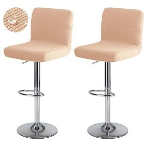 Levoberg Housse de Tabouret de Bar avec Dossier Imperméable Couverture de Chaise Haute de Bar Extensible Housse de Chaise de Salle à Manger Pivotante Lavable 2 Pièces Beige－Jaune (Levoberg-EU, neuf)
