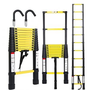 Ikodm Échelle télescopique en aluminium avec crochet amovible, extensible 3,2 m, antidérapante, multi-usage, 150 kg, noir et jaune GOL-8395-M1c Jaune,noir ‎3.2m mit Abnehmbarem Haken (GreenThumbs EU, neuf)