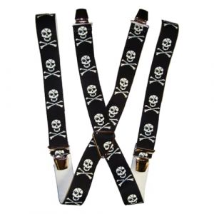 Mesbretelles Bretelles pour Homme Grande Taille 130CM homme fort 4 pinces solides de fabrication Fran&ccedil;aise (T&ecirc;te de mort) (LeBigBazar, neuf)