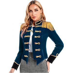 Yruioon Déguisement Halloween Femme Veste De Cirque Ringmaster Avec Pampilles Costume De Cosplay Pour Dompteuse Félicitations Bleu foncé L (Yruioon, neuf)