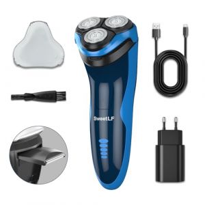 SweetLF [Nouveau] Rasoir électrique humide et sec pour homme avec tondeuse à barbe pliable, rasoir électrique étanche IPX7 (aldtecheu, neuf)