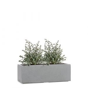 Pflanzwerk® Pot de Fleur Fibre de Verre Tub Jardinière Gris 17x50x17cm *Résistant au Gel* *Protection UV* *Qualité européenne* (Pflanzwerk Deutschland GmbH, neuf)