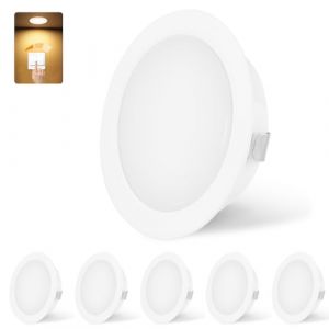 KYOTECH Spot LED Encastrable Dimmable 230V 3W 3000K Blanc Chaud, 15mm Extra Plat Spots de Plafond 300LM Trou 55-58mm, IP44 Spot Salle de Bain, Blanc Lot de 6 (LIYII, neuf)