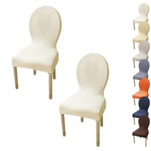 KCCRHIN Housse De Chaise avec Dossier Rond 6/4/2 Pi&egrave;ces Housse De Chaise De Salle &Agrave; Manger Housse Chaise De Mariage Housse De Chaise Extensible Protecteur De Chaise pour Cuisine,A 2pcs (YuYeYuanYang, neuf)