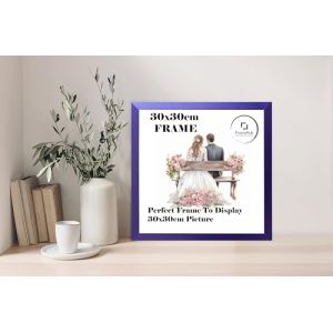 Cadre photo carr&eacute; noir et blanc 30 x 30 cm &agrave; fixer au mur (violet) (Frame  Hub, neuf)