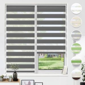 HOMEDEMO Store Enrouleur Jour Nuit sans Perçage, Double Tissu avec Clips, Rideau Occultant pour Fenêtre & Porte, 70 x 190 cm (Largeur du Tissu 66 cm), Anthracite (Diagor, neuf)