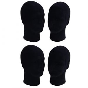 ISTOVO PolystyrèNe Mousse Noire Modèle Mannequin Tête Mannequin Stand Affichage Chapeau, 4 x NOIR (MHJstore, neuf)