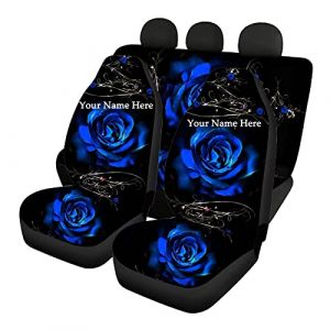 Howilath Lot de 4 housses de siège de voiture personnalisables avec motif rose bleue - Lot de 2 housses de siège avant et dossier divisé - Accessoires auto (yulinshijijushangmaoyouxiangongsi, neuf)