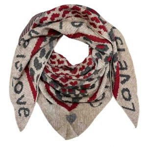 &Eacute;charpe triangulaire tricot&eacute;e XXL motif Love Leopard &eacute;charpe d'hiver chaude &eacute;charpe mode foulard automne printemps &eacute;charpe tube &eacute;charpe triangulaire &eacute;tole laine foulard, rouge, 210 x 85 cm (Jeamis EU, neuf)