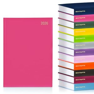 evelay 2026 Agenda A4 2 pages par jour Agenda &agrave; couverture rigide Organiseur Cahier pour l'&eacute;cole, la maison, le bureau, usage personnel (A4, Cerise) (Click-it-, neuf)