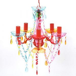 vidaXL Lustre en cristal multicolore classique plafonnier 5 feux lampe luminaire (shop.nova, neuf)